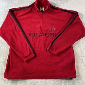 Arkansas Razorbacks Pullover Mens Large NCAA Football Basketball 1/4 Zip Fleece‎